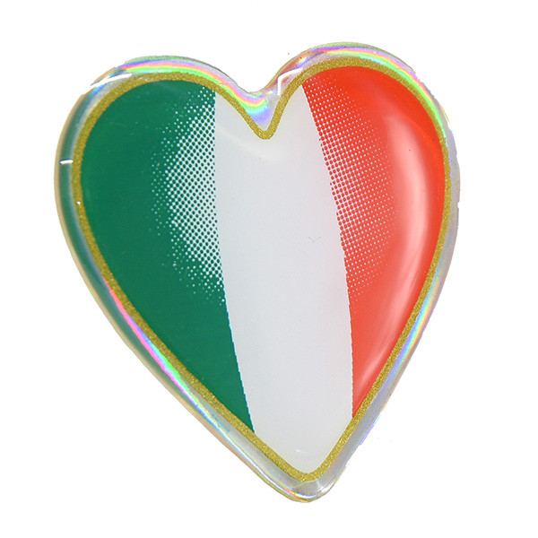 イタリア国旗3Dハート型ステッカー