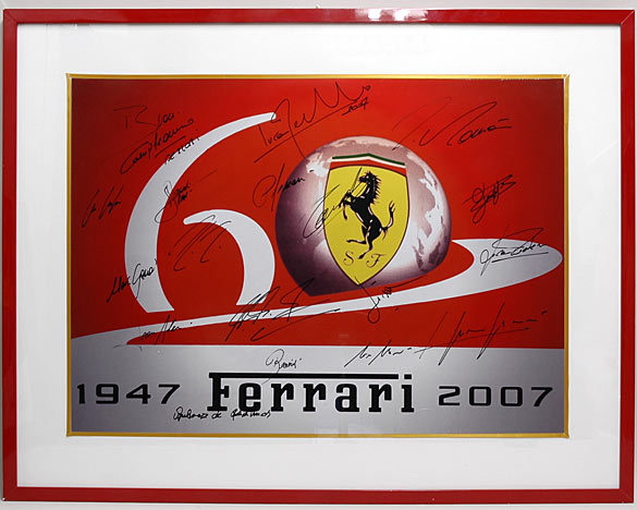 Ferrari 60周年記念額装ポスター (参加者直筆サイン入り)