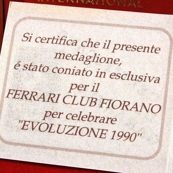 1990 FERRARI CLUB FIORANO Evoluzione Rendez Vous Commemorative Medal